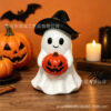 Wholesale Resin Halloween Ghost Pumpkin Ornament White Cute Decorative Accent Party Gift