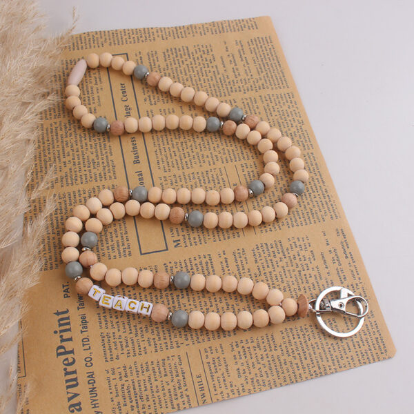 Wholesale Beaded Silicone Lanyard Necklace Silver Ball Chain Fashion Accessory