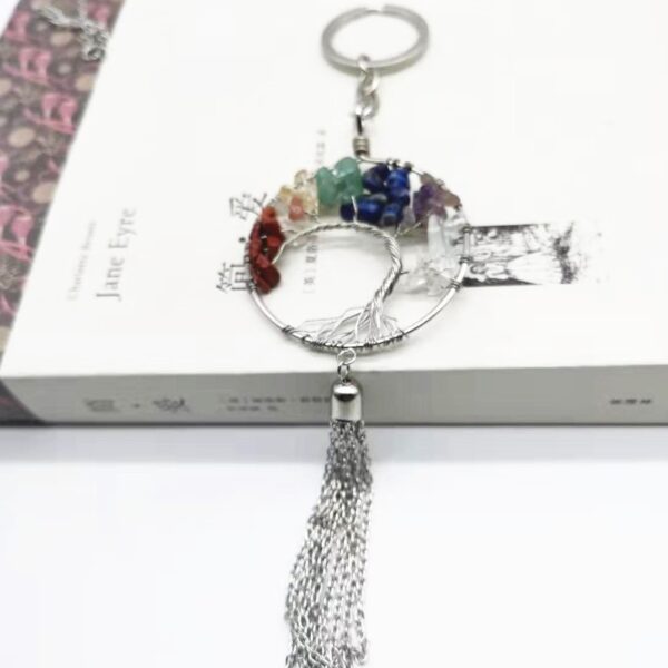 oly-6ed137788a1edc2c0aa4bcd6e26c8067 Wholesale Light Luxury Hand Wrapped Tree of Life Tassel Keychain Metal Bag Charm