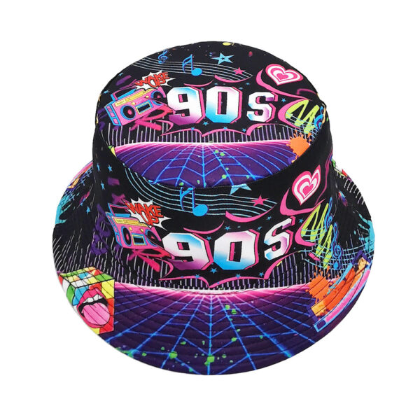 Wholesale 90s Retro Reversible Fisherman Hat with Digital Print Sun Protection Hat for Casual Outdoor