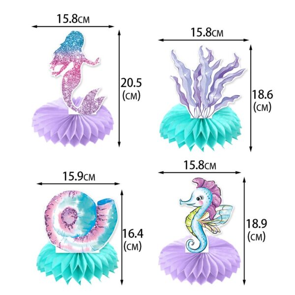 Wholesale Mermaid Themed Paper Honeycomb Desk Decoration for Birthday Party Decorative Accent