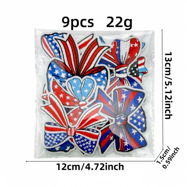 oly-6f0dc2f469f286873544511d811e5372 Wholesale US Flag Embroidered Bow Patch Decorative Accent for Fashion Accessory Boutique Resale