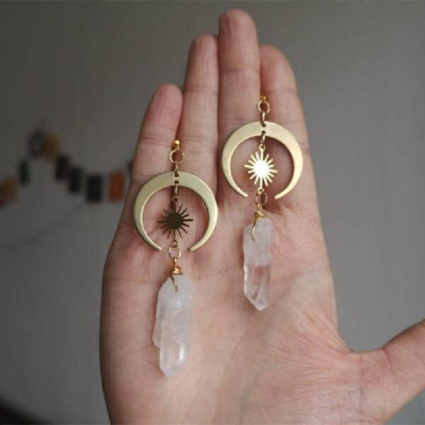 Wholesale Copper Crystal Moon Earrings, Stylish Jewelry Accessory for Women