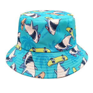 oly-6f25e09ba15bdf0bc9635a62711e593f Wholesale Trendy Double Sided Shark Pattern Bucket Hat for Women Sun Protection