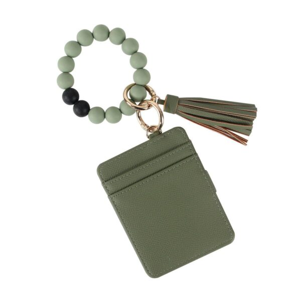 oly-6f5b3eff22a5da6e50faf1b6ed245e82 Wholesale PU Tassel Keychain with Leopard Print Silicone Beads Stylish Accessory