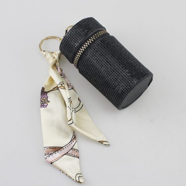 Wholesale Purple PU Rhinestone Cylindrical Lipstick Bag Charm Trendy Fashion Accessory for Women