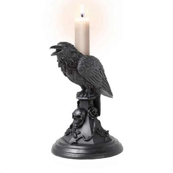 Wholesale Gothic Halloween Owl Candlestick Table Top Decorative Resin Craft Ornament for Party Gift Resale
