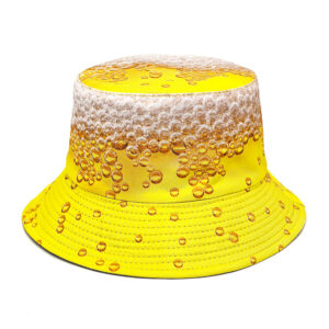 Wholesale Yellow Beer Print Bucket Hat Unisex Sun Protection Casual Outdoor Gift