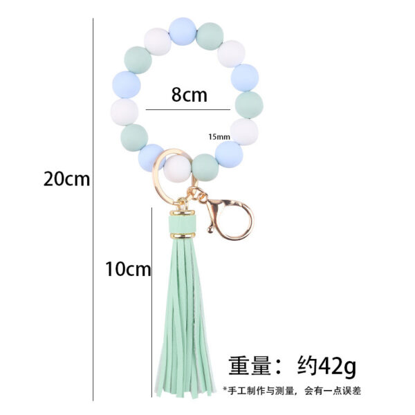 oly-6feaf00186ec13409d409225d0c8f666 Wholesale Silicone and Wood Wrist Keychain Pendant European Style Green Key Ring Fashion Accessory for Birthday Gifts