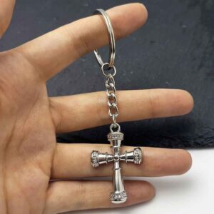 Round cross keychain