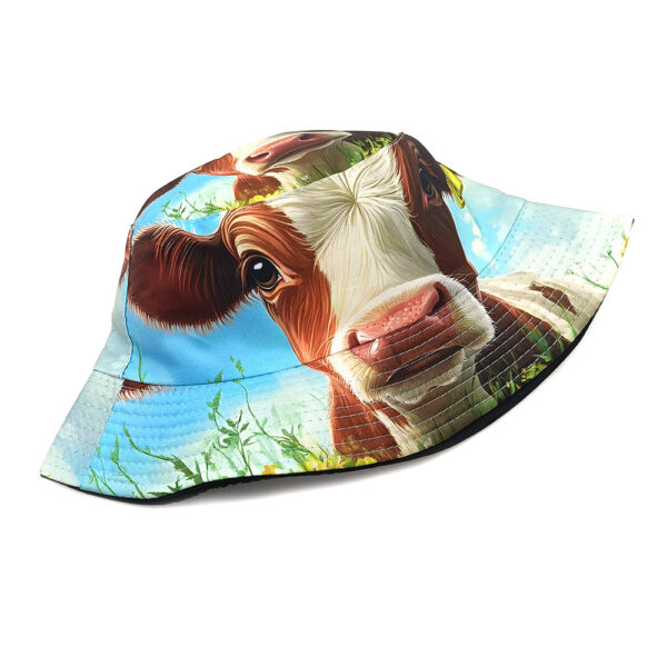 Wholesale Trendy Cow Print Reversible Bucket Hat Sun Protection Unisex Outdoor Fashion Accessory