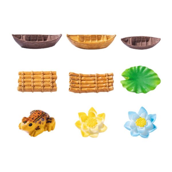 Wholesale Cartoon Floating Bamboo Raft Leaves Resin Miniature Aquarium Decoration DIY Home Decor Gift