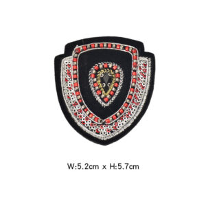 Black and red shield-shaped badge