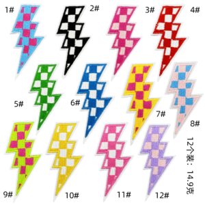 Plaid lightning cloth patch set of 12 pieces