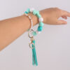Wholesale Trendy Cross Silicone Bead Bracelet Keychain Pink Fashion Accessory Gift for Party