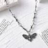 Wholesale Gothic Skull Moth Pendant Necklace Zinc Alloy Punk Resale Fashion Accessory