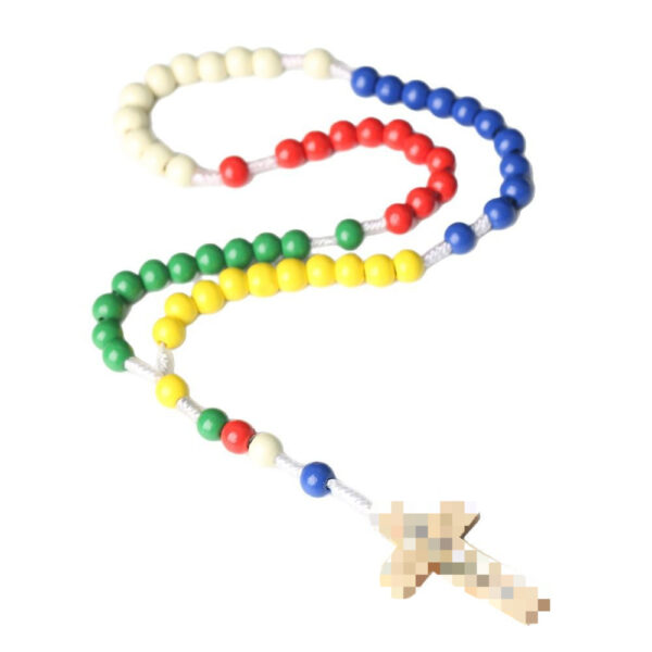 Wholesale Fashion Wooden Rosary Bracelet 8mm with Cross Engraved Hand Held Resale Jewelry Accessory