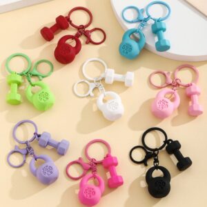 Wholesale Resin Kettlebell Keychain Red Fitness DIY Bag Charm Decorative Accessory