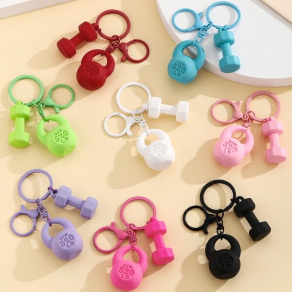 Wholesale Resin Kettlebell Keychain Red Fitness DIY Bag Charm Decorative Accessory