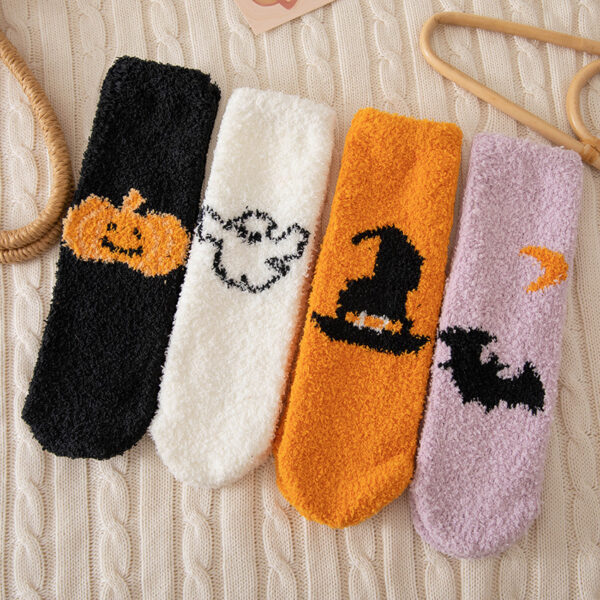 oly-7096f63dd28efa2b272a97efc4c8e30f Wholesale Thick Fleece Mid Calf Socks for Winter Halloween Cartoon Casual Everyday Wear