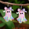 Wholesale Hot-Selling Halloween Colorful Ghost Acrylic Earrings Quirky Niche Design Creative Earrings Ghost Ear Accessories