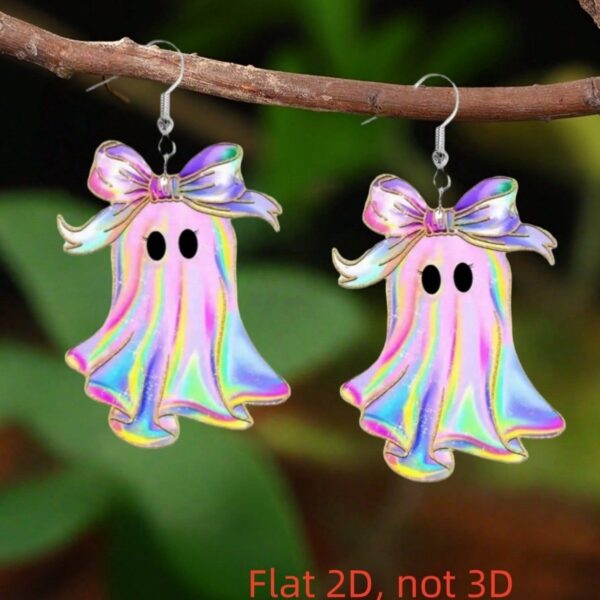 Wholesale Hot-Selling Halloween Colorful Ghost Acrylic Earrings Quirky Niche Design Creative Earrings Ghost Ear Accessories