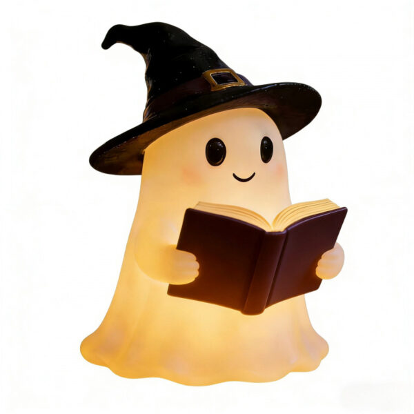 Wholesale Halloween Ghost Reading Book Night Light Resin Home Decor Party Gift