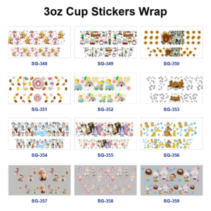 Wholesale 8pcs Cute Cartoon Donut 3oz Tumbler Stickers Wrap OLY Exclusive