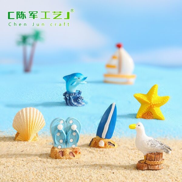 Wholesale Seaside Theme Resin Craft Decoration - Surfboard Sailboat Seashell Figurine, Fashion Accessory for Home, Gift or Resale
