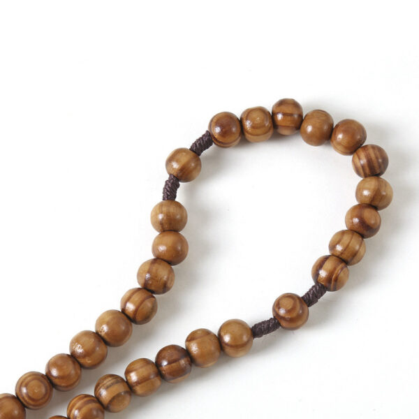 oly-71395af5d3cefc97bd776a2b4450397b Wholesale Natural Pine Wood Cross Pendant Handmade Knot Rosary Style Boutique Resale Jewelry