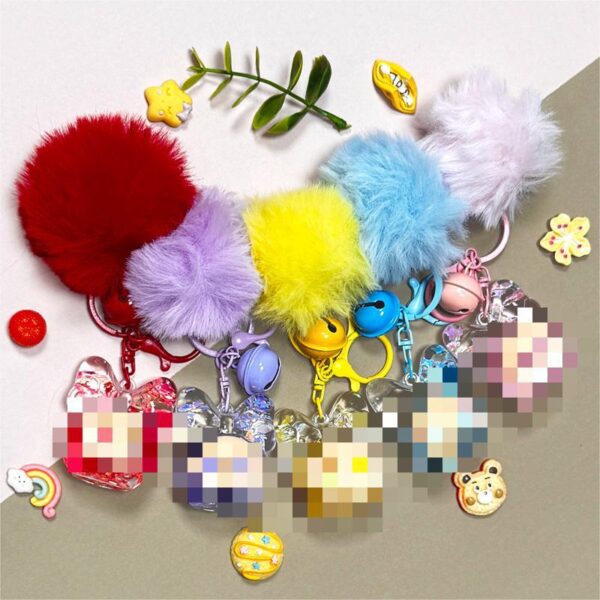 Wholesale Acrylic Cartoon Keychain Bag Charm - Yellow Hair Ball with Oil and Luminous Beads Trendy Gift Accessory OLY Exclusive