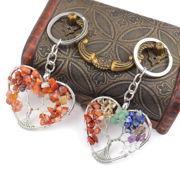 oly-714cac7b1638d8e3b4158a34672f3282 Wholesale Trendy Heart Shape Tree of Life Keychain Metal Crystal Bag Charm Car Accessory