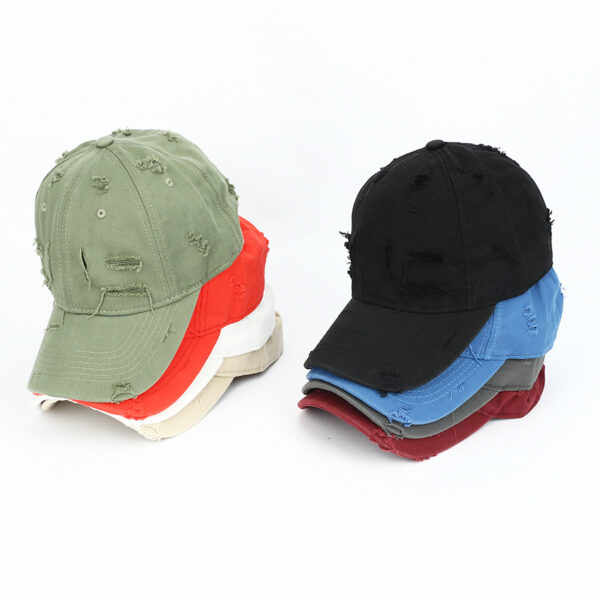 Wholesale Korean Style Ripped Stripe Baseball Cap White Adjustable Unisex Fashion Everyday Hat