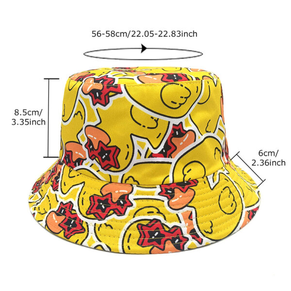 Wholesale Little Yellow Duck Print Bucket Hat Reversible Sun Protection Hat for Outdoor