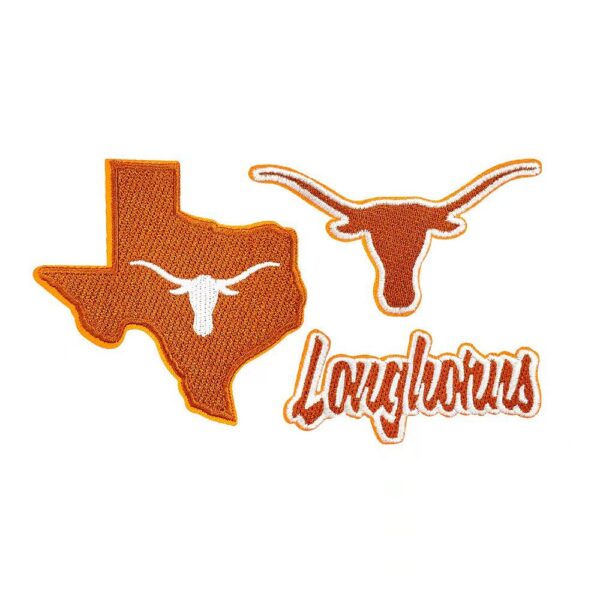 oly-71a6be1b2d0ab23defcb24e09b6e4a14 Wholesale Polyester Embroidered Patch, Texas Longhorn Orange, Iron-On Adhesive, Casual Fashion Accessory for Hats & Shoes