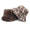 Wholesale Leopard Print Plush Bucket Hat Stylish Winter Fashion Accessory Gift for Women Boutique Resale