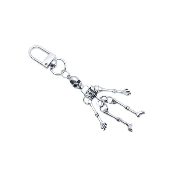 Wholesale Halloween Skull Pendant Keychain Silver Zinc Alloy Party Decorative Accessory