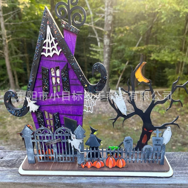 Wholesale Halloween DIY Witch Castle Ornament with Ghosts and Dead Tree for Home Decor Resale Gift