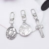 Wholesale Vintage Distressed Zinc Alloy Keychain with Crescent Moon and Starfish Design, Trendy Bag Charm