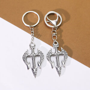 Wholesale Vintage Punk Poseidon Trident Pendant Keychain Zinc Alloy Fashion Accessory for Bags Keys