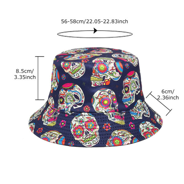 Wholesale Trendy Double Sided Fisherman Hat with Skull Pattern Sunscreen Bucket Hat Fashion Accessory for Resale