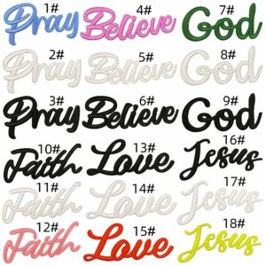 English text cloth stickers set of 18 pieces