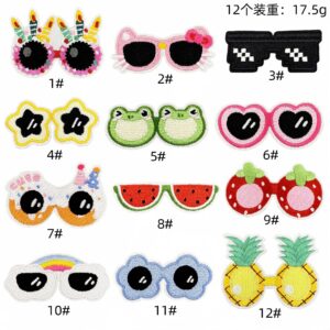 Summer glasses cloth stickers set 12 pieces