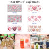 Wholesale 5pcs Soft Blush Pink Gentle Valentines Heart Balloon Fluffy Heart Butterfly Floral Daisy Mixed Decor Prints 16oz Cup UV DTF Wraps
