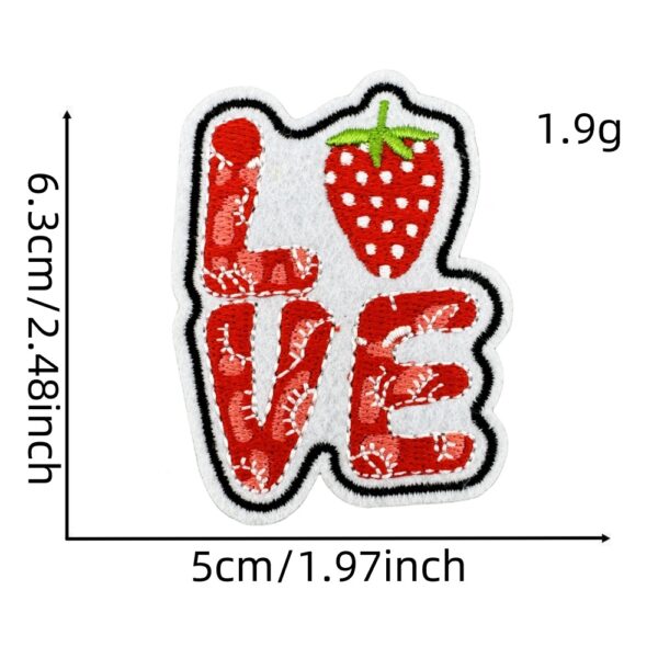 Wholesale Polyester Embroidery Patch Strawberry Love Design Fashion Accessory for Luggage Decoration