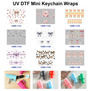 Wholesale 2/4/8pcs Vintage Multi Style Bow Gift Floral Print Mini Cup Keychain Sticker