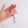 oly-7264913bd29b479abbe2aff7f2b7eab2 Wholesale Bohemian Heart Tassel Silicone Bag Charm Keychain in Pink, Resale Accessory
