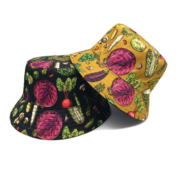 Wholesale Chic Double Sided Fisherman Hat Vegetable Pattern Sun Protection for Men Women