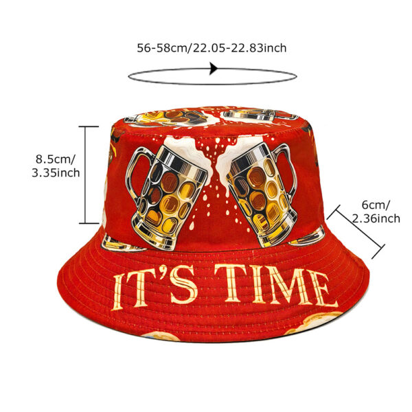 Wholesale Chic Beer Pattern Bucket Hat Sun Protection for Fashion Accessory
