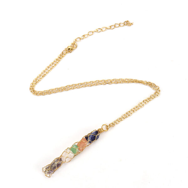 oly-72818a06331f1a84bc91841d5e8bfb88 Wholesale Crushed Stone Net Bag Pendant Necklace Handmade Amethyst Agate Crystal Jewelry Accessory